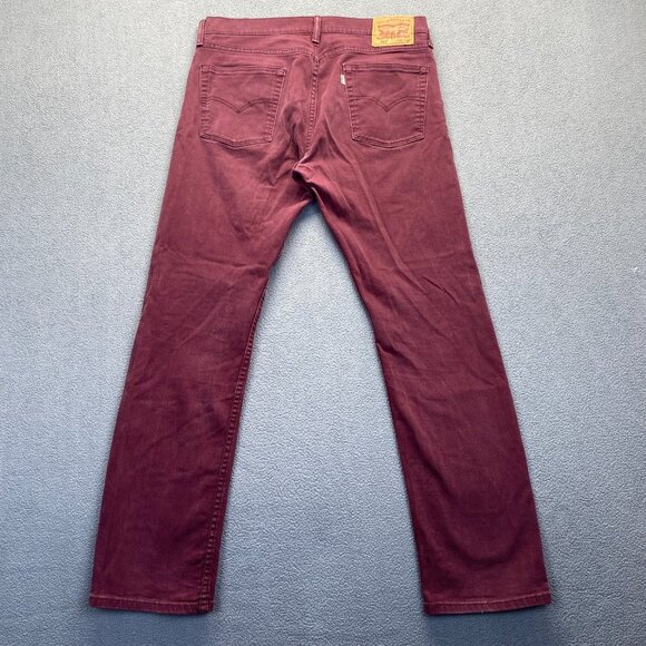 Levis 513 Jeans Mens Size 34X32 Burgundy Slim Straight Dark Red,Stretch - Picture 2 of 12